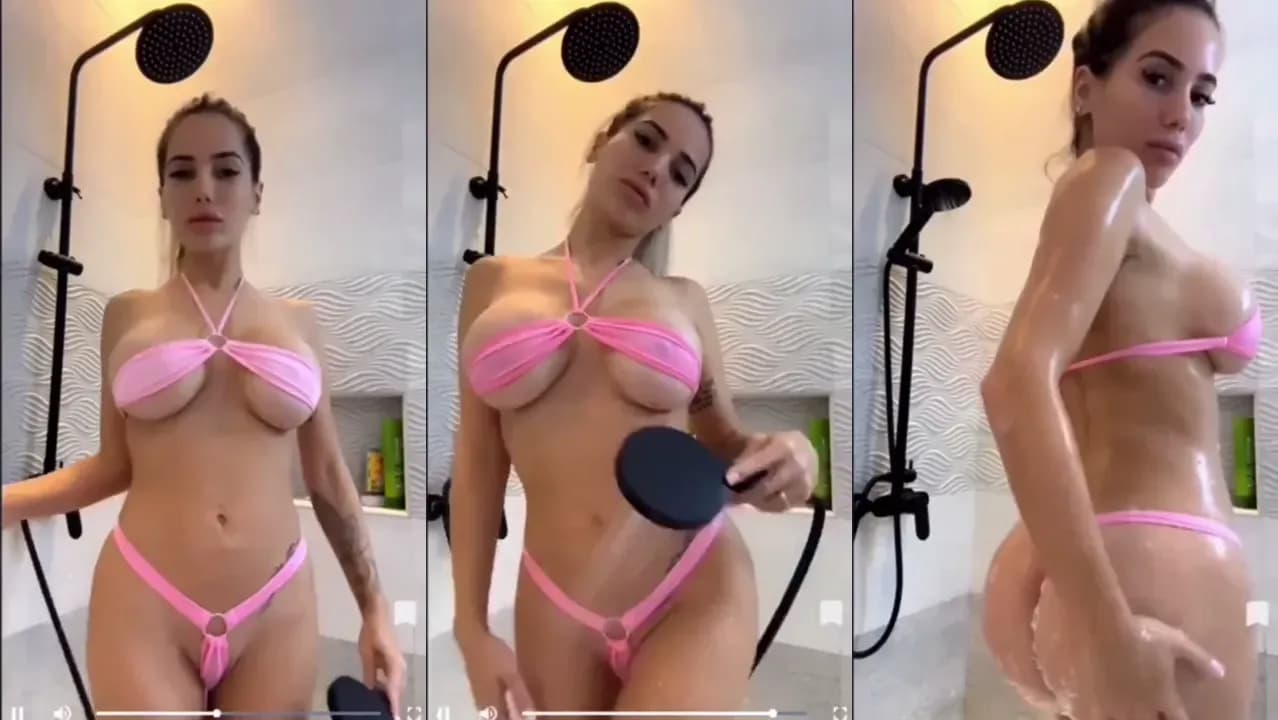 Manon Marsault Nue Hot Bikini Rose dans le Bain Tétons Transparents Vidéo Leaks