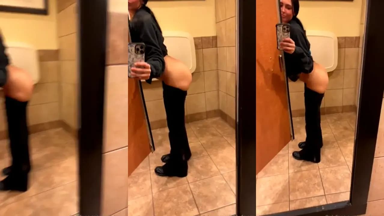 Abbyfoxxx Shakes Her Ass In A Public Rest Room