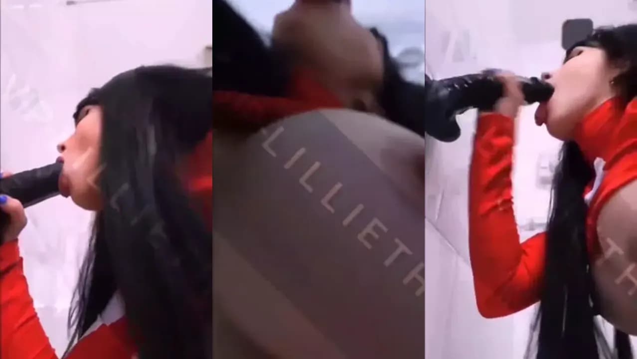 Callmeliliethh Sucks A Dildo On The Wall