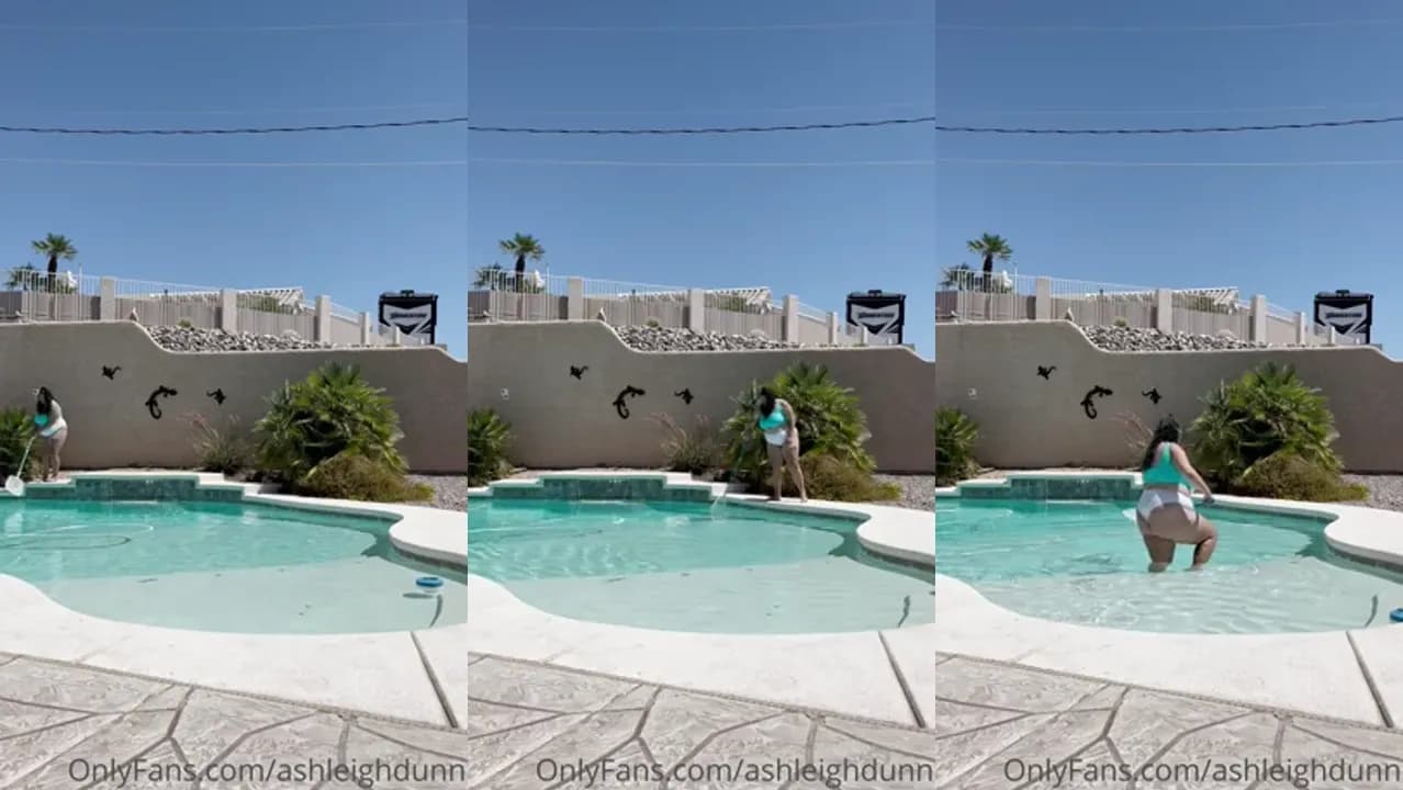 Ashleighdunn's Cleans The Pool In Bikini