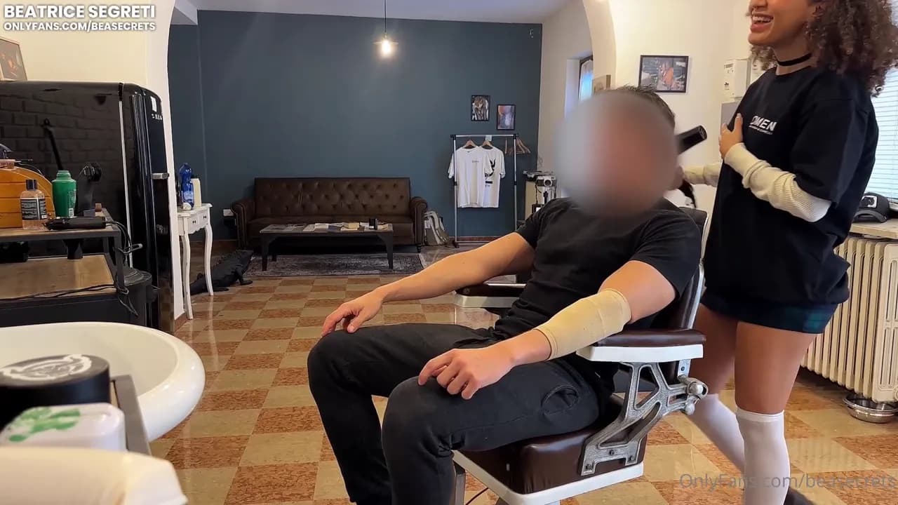 Beatrice Segreti Fucks Her Customer In Barber Shop
